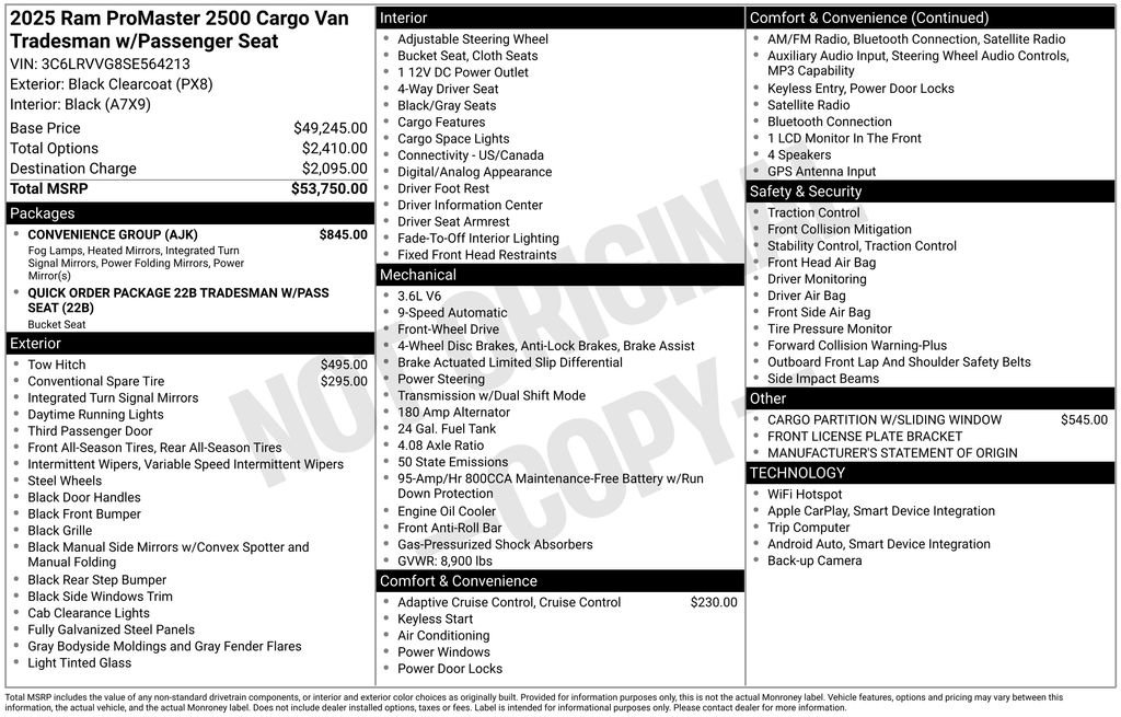 New 2025 RAM ProMaster 2500 w/ Convenience Group image 3