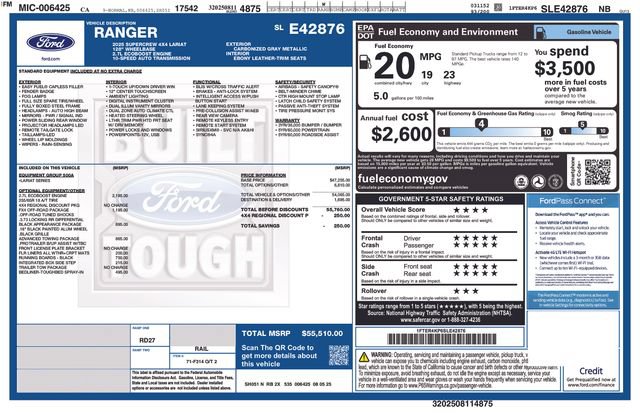 Used 2025 Ford Ranger Lariat w/ FX4 Off-Road Package AWD/4WD image 20