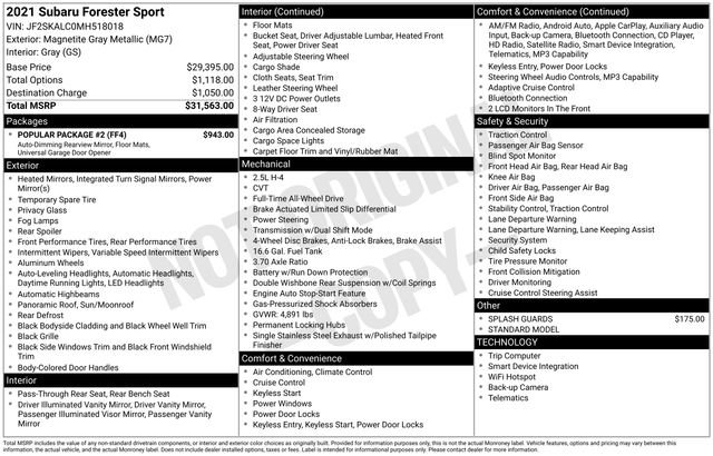 Used 2021 Subaru Forester Sport w/ Popular Package #2 AWD/4WD image 33