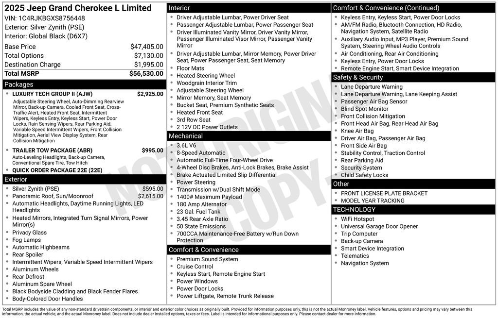 New 2025 Jeep Grand Cherokee L Limited w/ Luxury Tech Group II AWD/4WD image 6