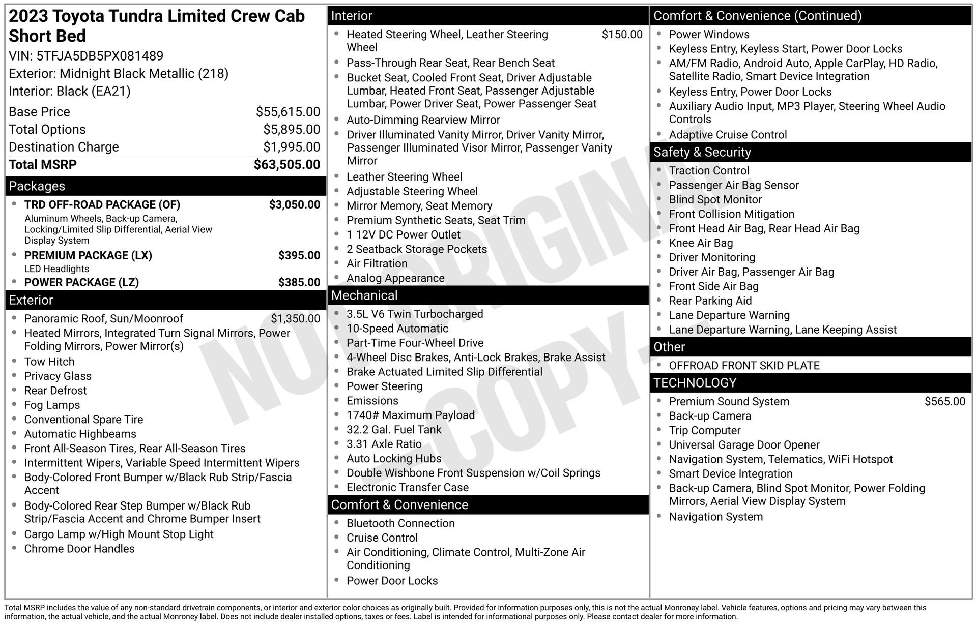 New 2023 Toyota Tundra Limited w/ TRD Off-Road Package