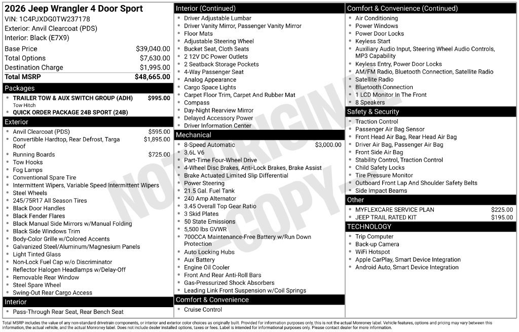 New 2026 Jeep Wrangler Unlimited Sport AWD/4WD image 31
