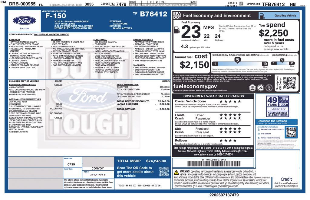 New 2026 Ford F150 Lariat w/ Equipment Group 502A High AWD/4WD image 11