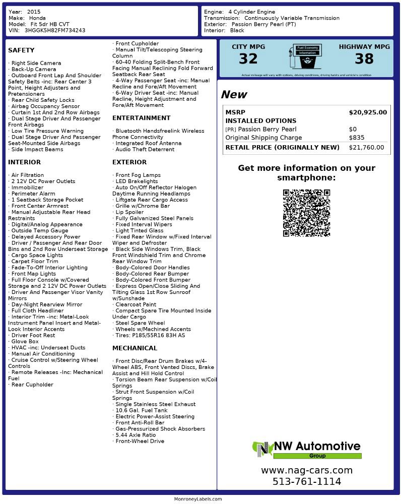 Used 2015 Honda Fit EX image 2