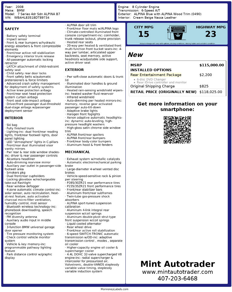 Used 2008 BMW ALPINA B7 image 3