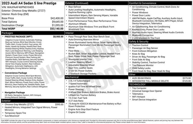 Used 2023 Audi A4 2.0T Prestige w/ Prestige Package image 36