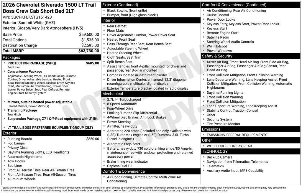 New 2026 Chevrolet Silverado 1500 LT Trail Boss w/ Protection Package image 28