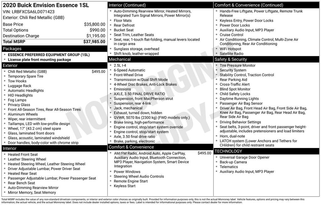 Used 2020 Buick Envision Essence image 15