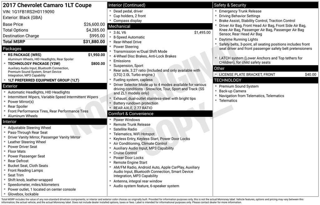 Used 2017 Chevrolet Camaro LT w/ RS Package image 40