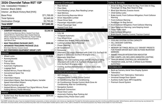 New 2026 Chevrolet Tahoe RST w/ Comfort Package AWD/4WD image 4