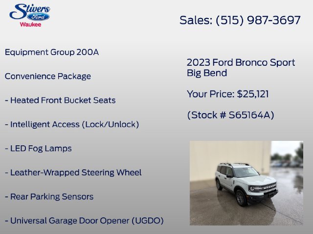 Certified 2023 Ford Bronco Sport Big Bend w/ Convenience Package AWD/4WD image 8