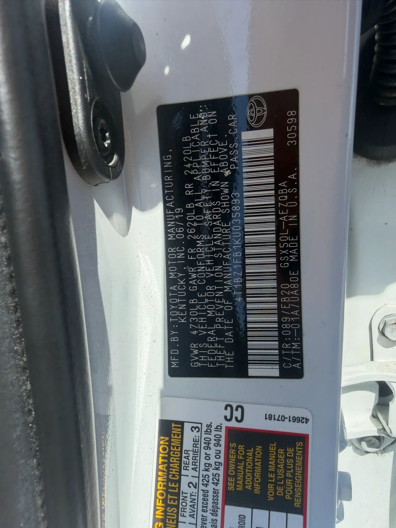 Used 2019 Toyota Avalon XSE w/ All Weather Liner Package FWD image 32