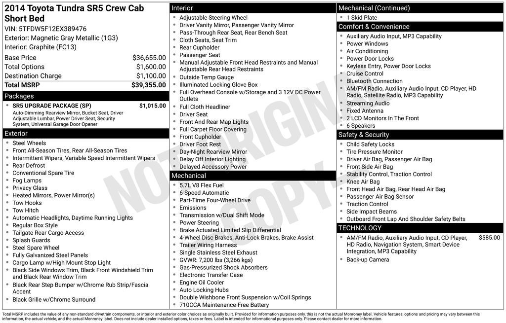 Used 2014 Toyota Tundra SR5 w/ SR5 Upgrade Package AWD/4WD image 9