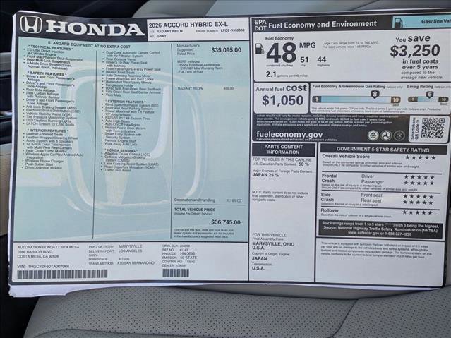 New 2026 Honda Accord EX-L image 18