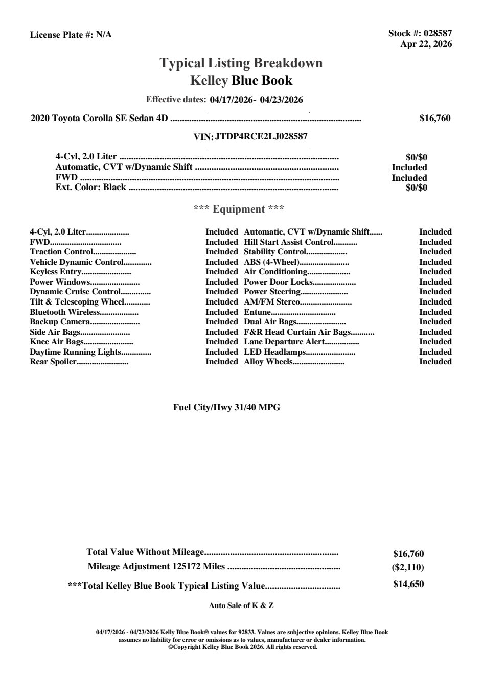 Used 2020 Toyota Corolla SE w/ SE Premium Package FWD image 7