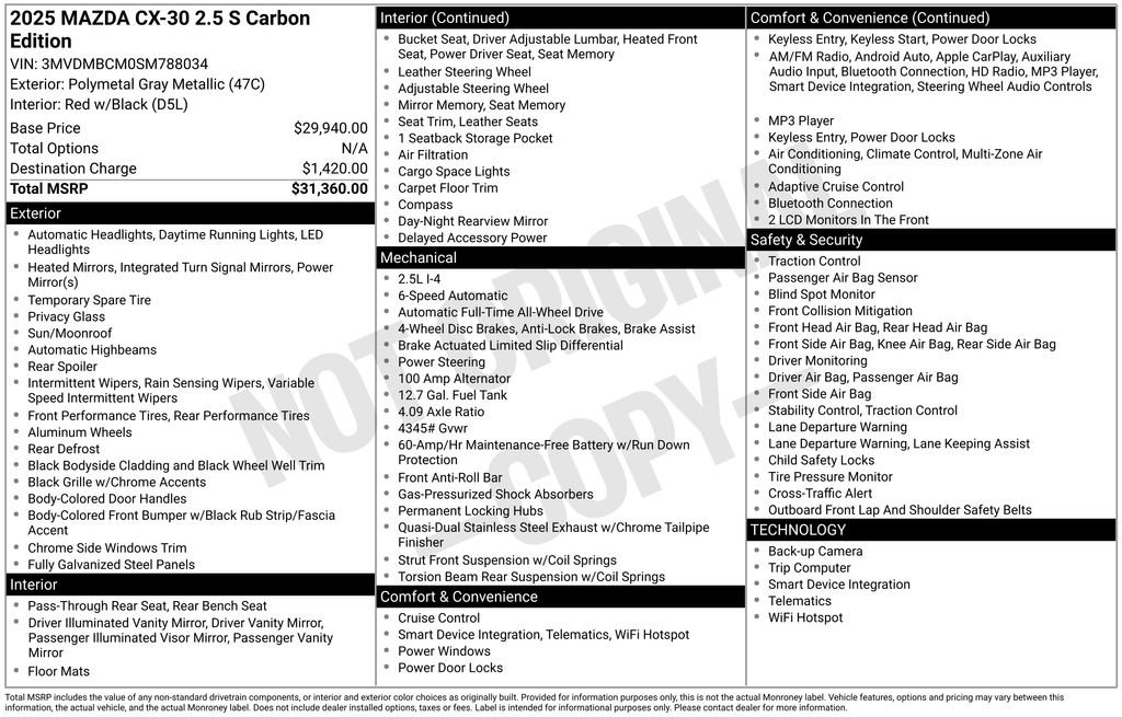 Used 2025 MAZDA CX-30 AWD 2.5 S w/ Preferred Package image 31