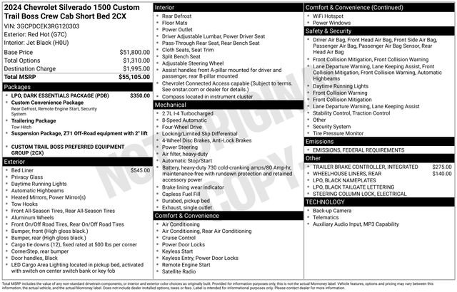 Certified 2024 Chevrolet Silverado 1500 Custom Trail Boss w/ LPO, Dark Essentials Package image 6