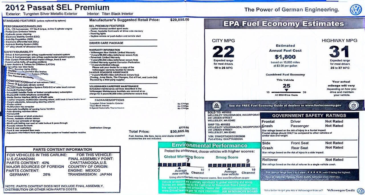 Used 2012 Volkswagen Passat 2.5 SEL Premium FWD image 37