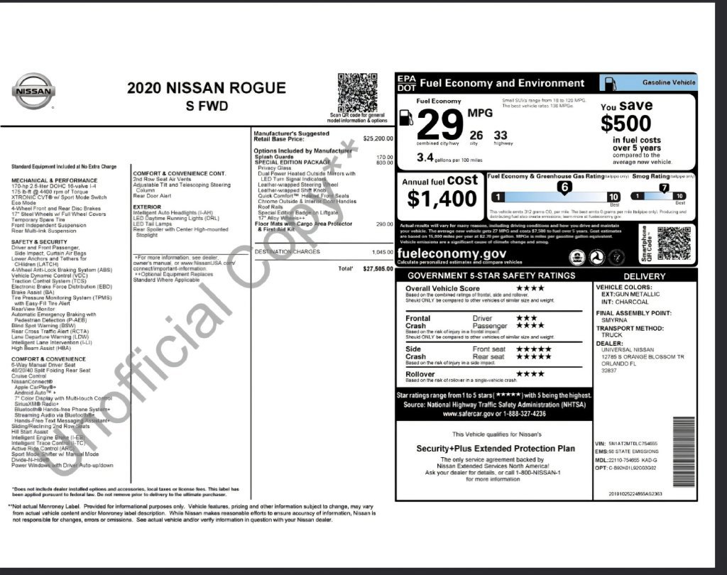 Used 2020 Nissan Rogue S w/ Special Edition Package FWD image 2