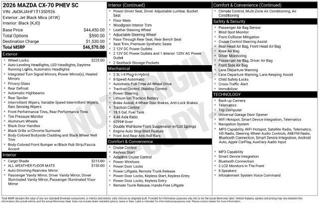 New 2026 MAZDA CX-70 SC AWD/4WD image 9