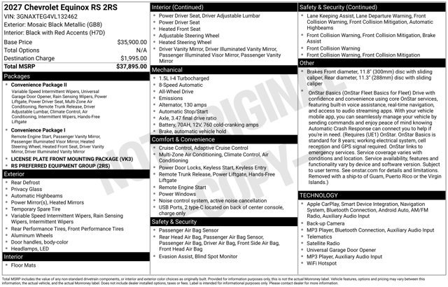 New 2027 Chevrolet Equinox RS AWD/4WD image 25