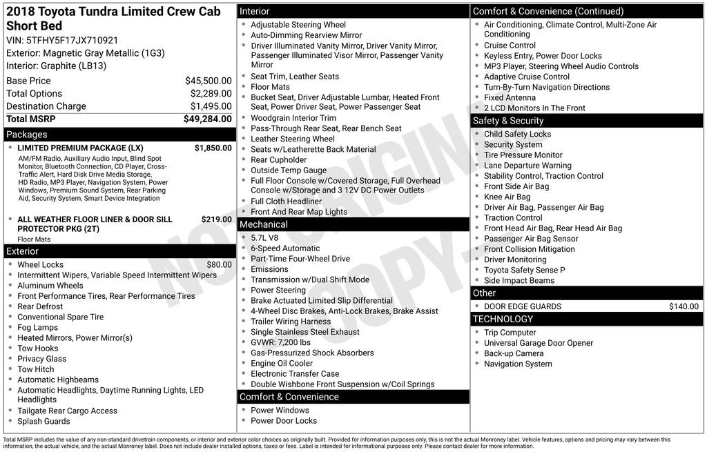 Used 2018 Toyota Tundra Limited w/ Limited Premium Package image 5