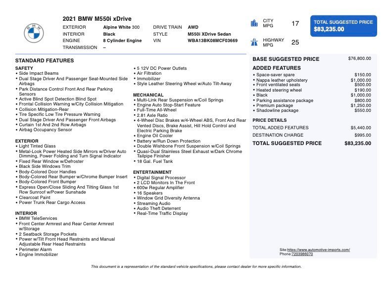 Used 2021 BMW M550i xDrive w/ Premium Package image 2