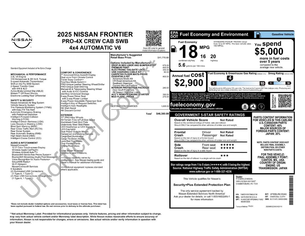 New 2025 Nissan Frontier PRO-4X w/ Interior Protection Package image 10