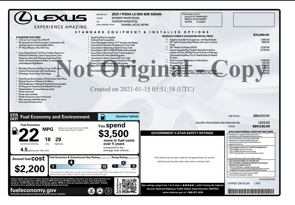 Used 2021 Lexus LS 500 w/ Interior Upgrade Package RWD image 3