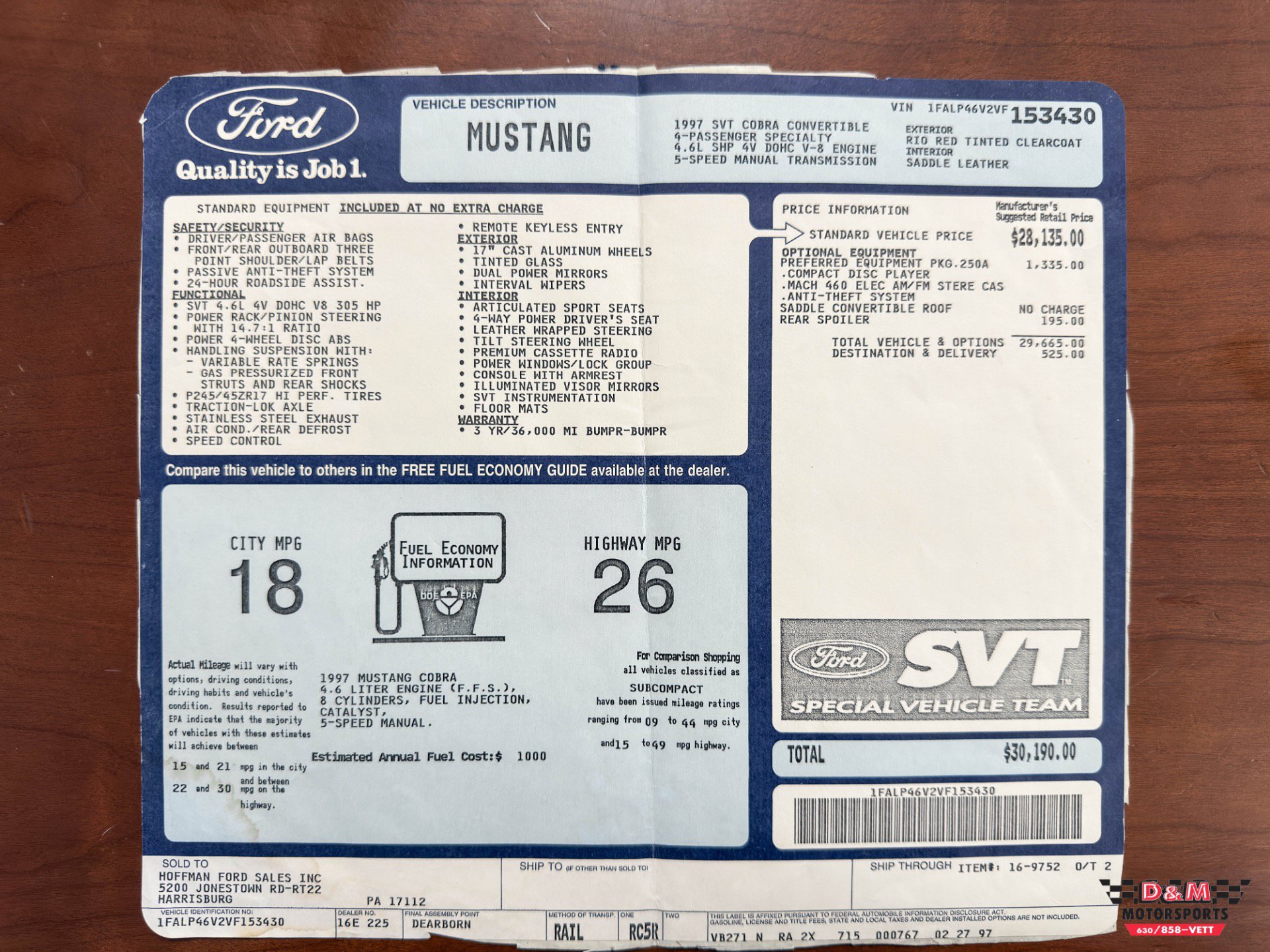 Used 1997 Ford Mustang SVT Cobra RWD image 64