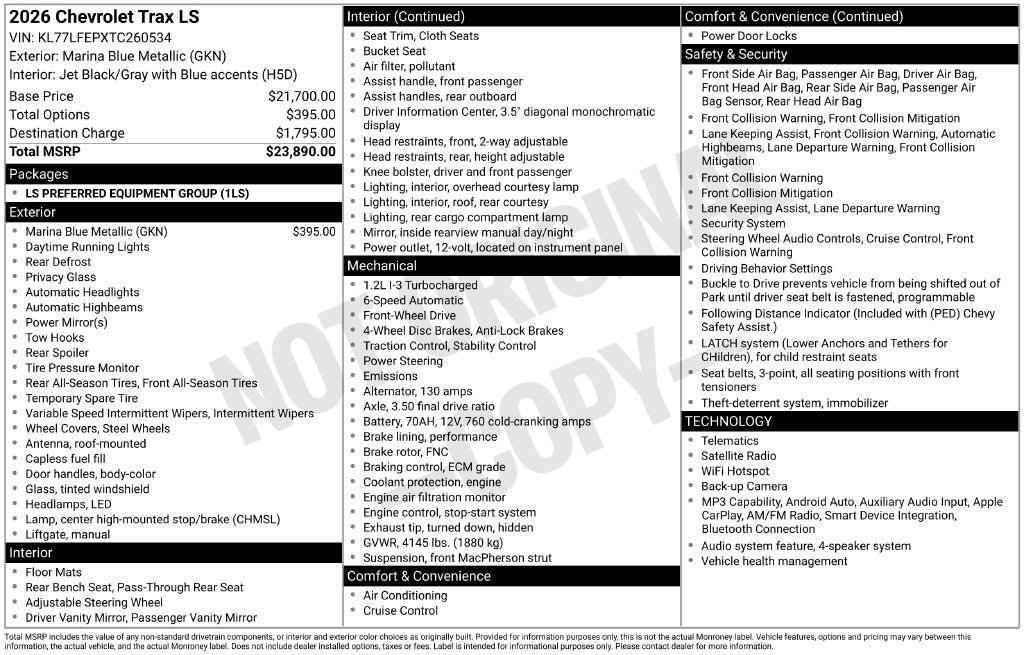 New 2026 Chevrolet Trax LS FWD image 10