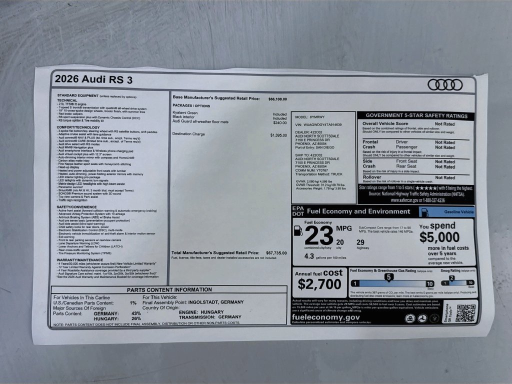 New 2026 Audi RS 3 AWD/4WD image 9