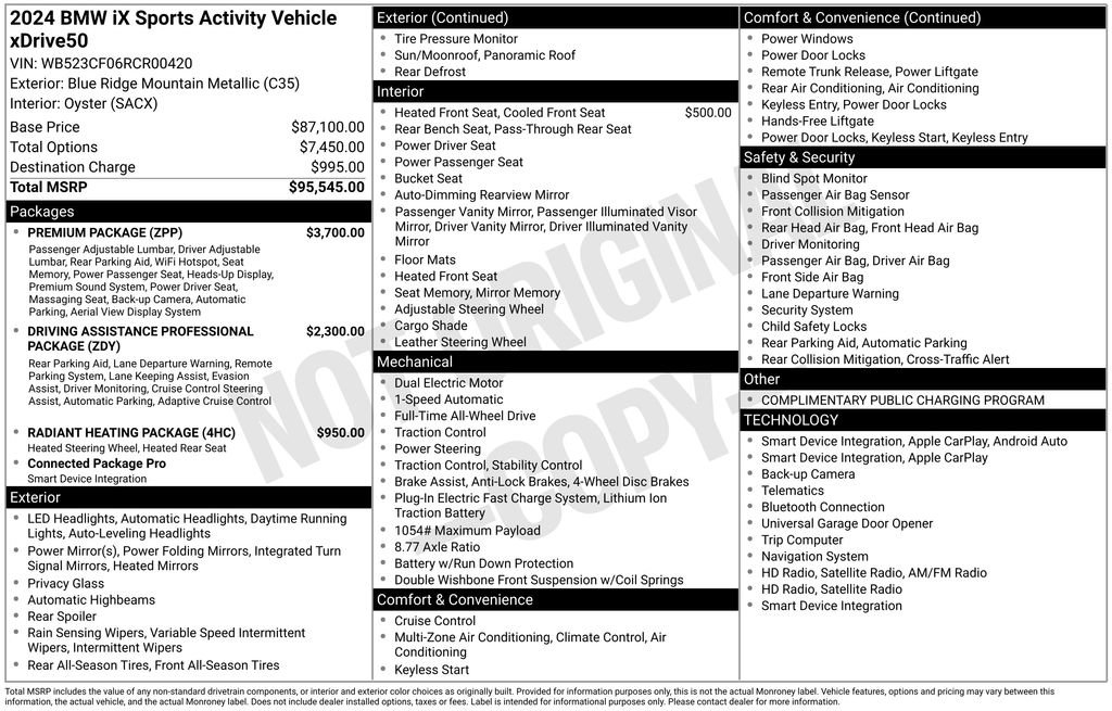 Used 2024 BMW iX xDrive50 w/ Premium Package AWD/4WD image 35