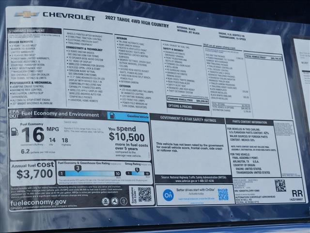 New 2027 Chevrolet Tahoe High Country w/ Sun And Tow Package AWD/4WD image 17