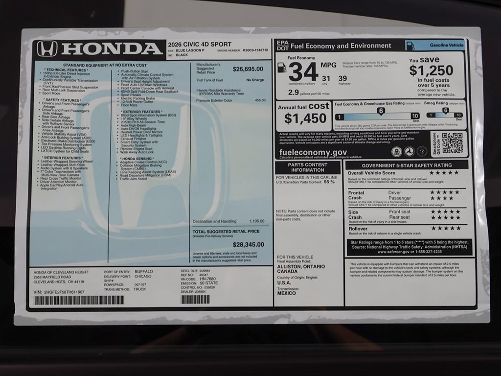 New 2026 Honda Civic Sport image 23