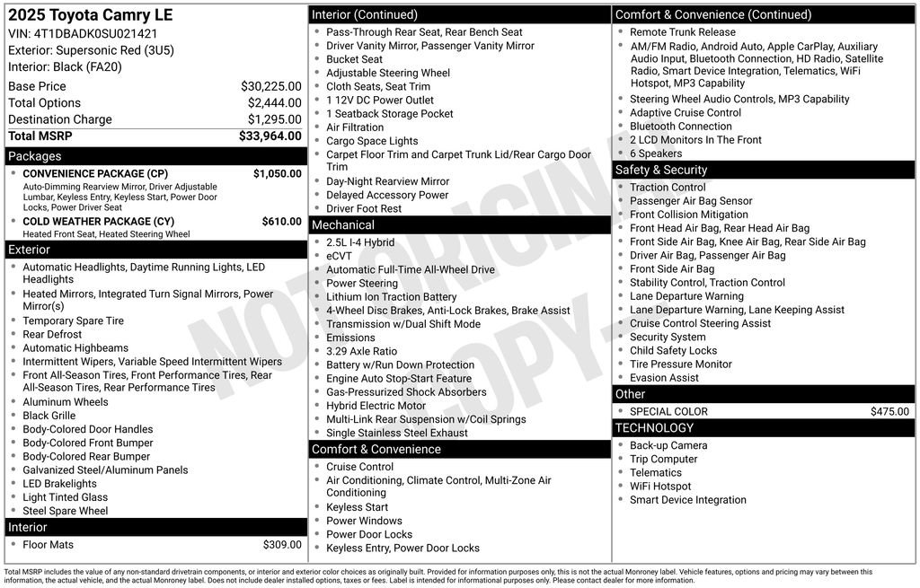 Certified 2025 Toyota Camry LE w/ Convenience Package AWD/4WD image 27