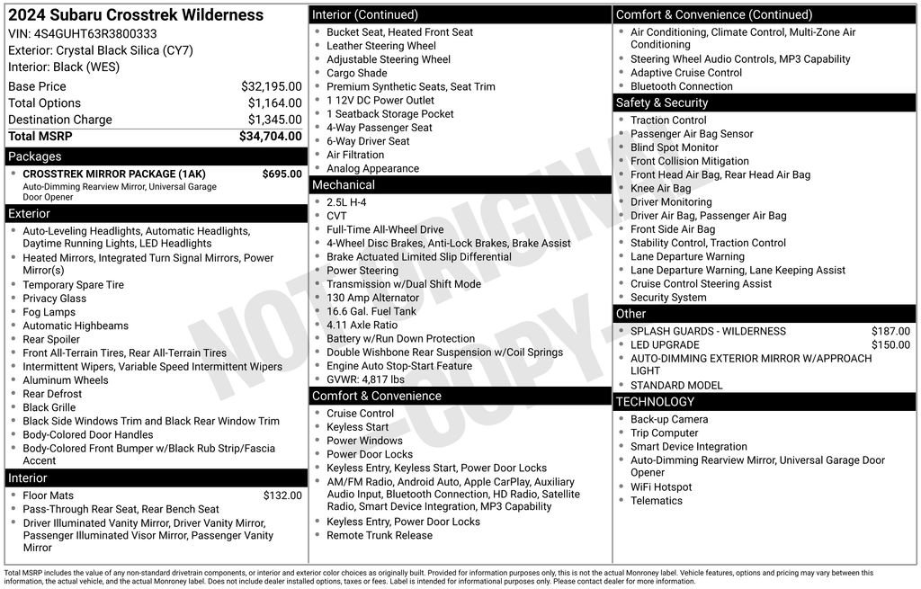 Used 2024 Subaru Crosstrek 2.5i Wilderness w/ Crosstrek Mirror Package AWD/4WD image 3
