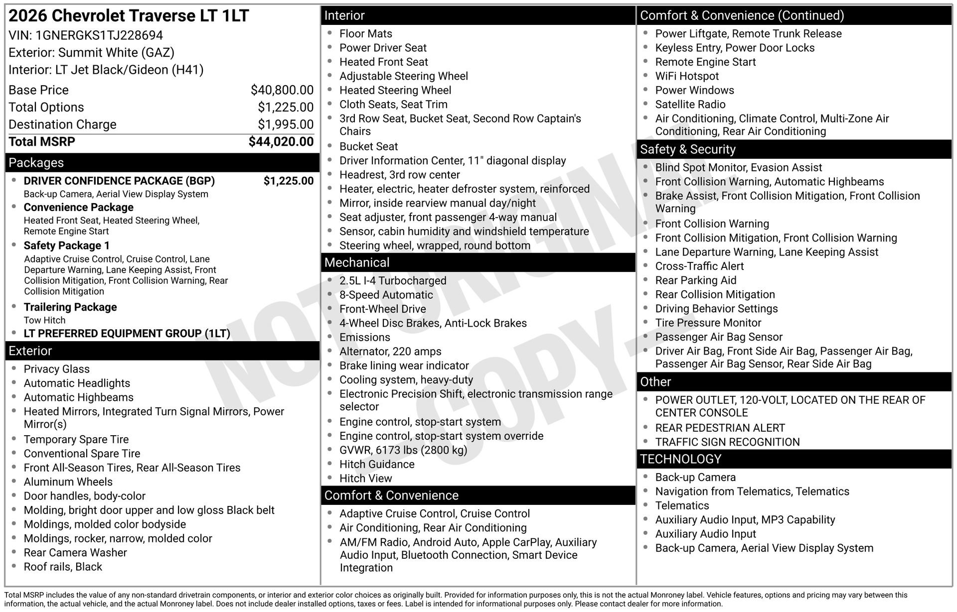 Used 2026 Chevrolet Traverse LT w/ Driver Confidence Package FWD image 31
