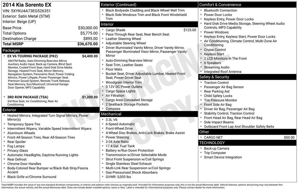 Used 2014 Kia Sorento EX w/ EX V6 Touring Package image 2