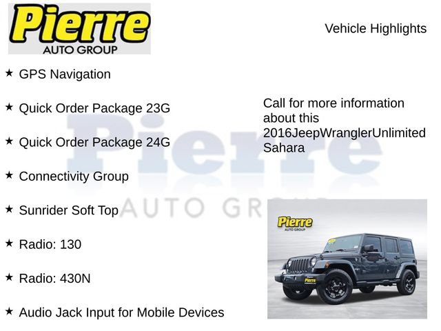 Used 2016 Jeep Wrangler Unlimited Sahara w/ Connectivity Group AWD/4WD image 7