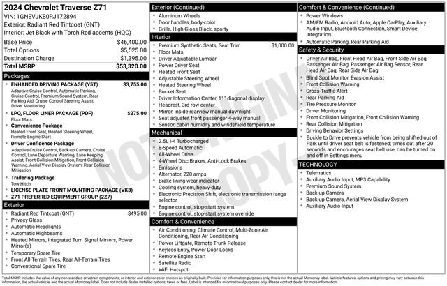 Used 2024 Chevrolet Traverse Z71 w/ Enhanced Driving Package AWD/4WD image 57