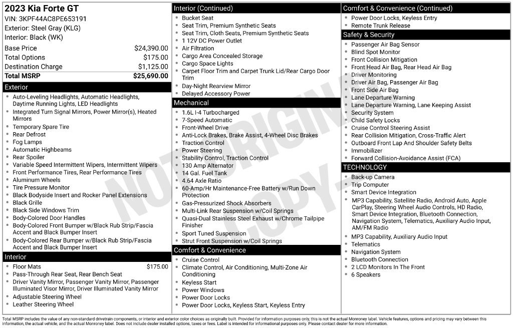 Certified 2023 Kia Forte GT FWD image 2