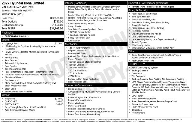 New 2027 Hyundai Kona Limited FWD image 4