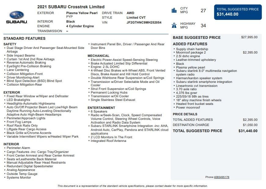 Used 2021 Subaru Crosstrek 2.5i Limited w/ Moonroof Package 2 image 26