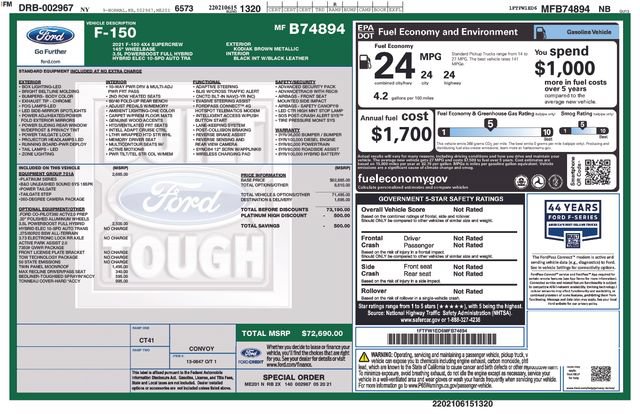 Certified 2021 Ford F150 Platinum w/ Equipment Group 701A High AWD/4WD image 6