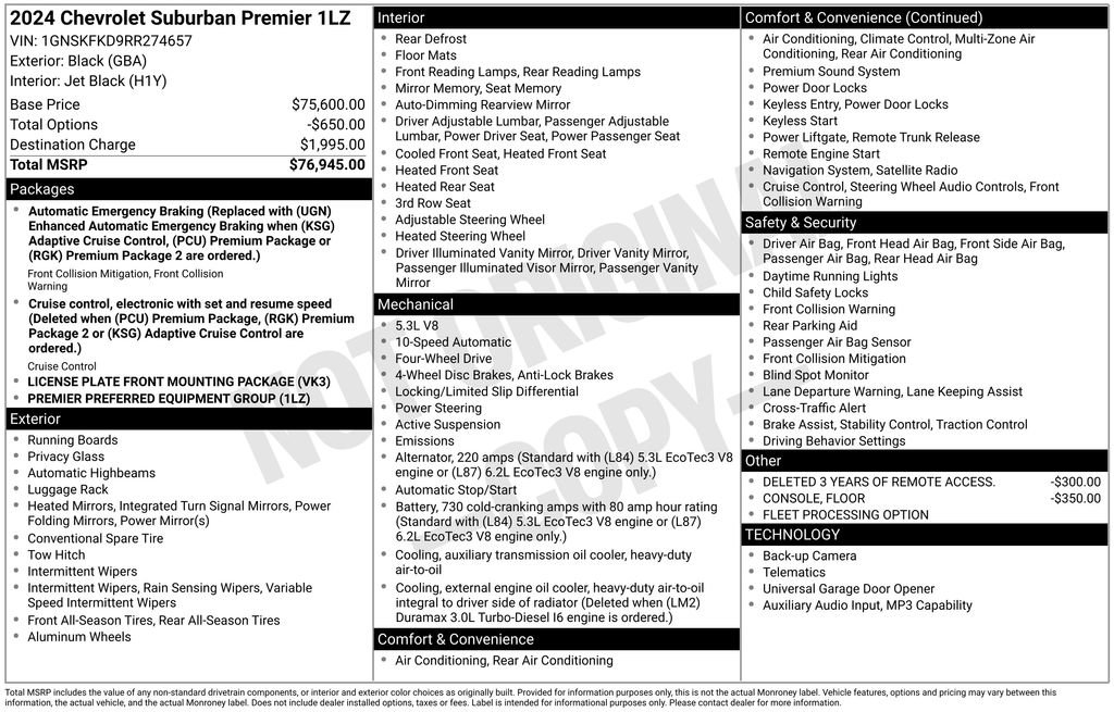Used 2024 Chevrolet Suburban Premier AWD/4WD image 61