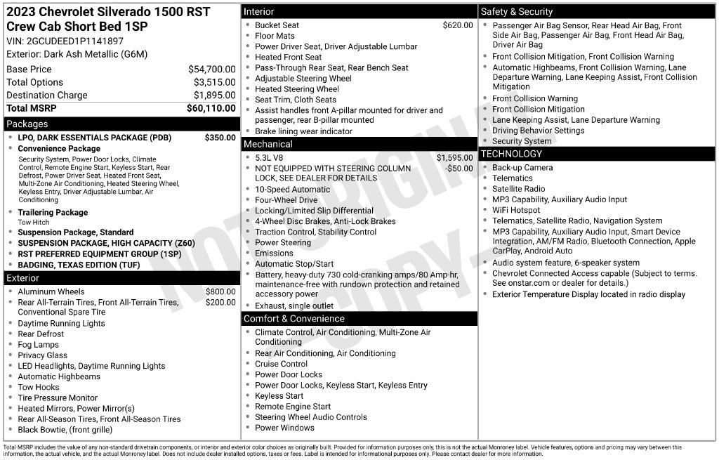 Used 2023 Chevrolet Silverado 1500 RST w/ LPO, Dark Essentials Package AWD/4WD image 21
