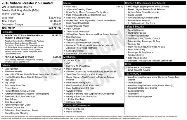 Used 2016 Subaru Forester 2.5i Limited image 8