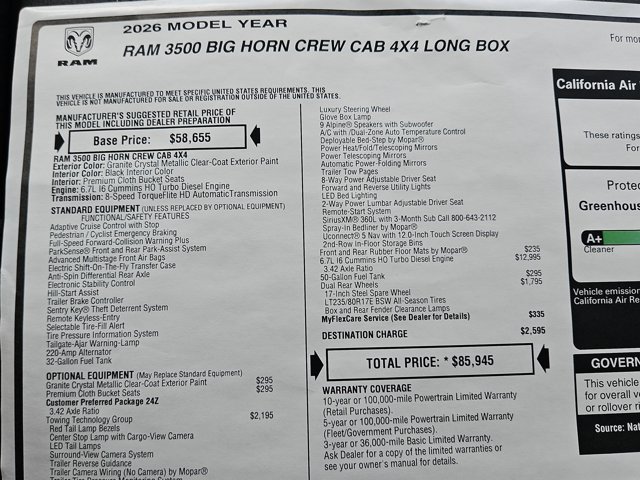 New 2026 RAM 3500 Big Horn AWD/4WD image 18