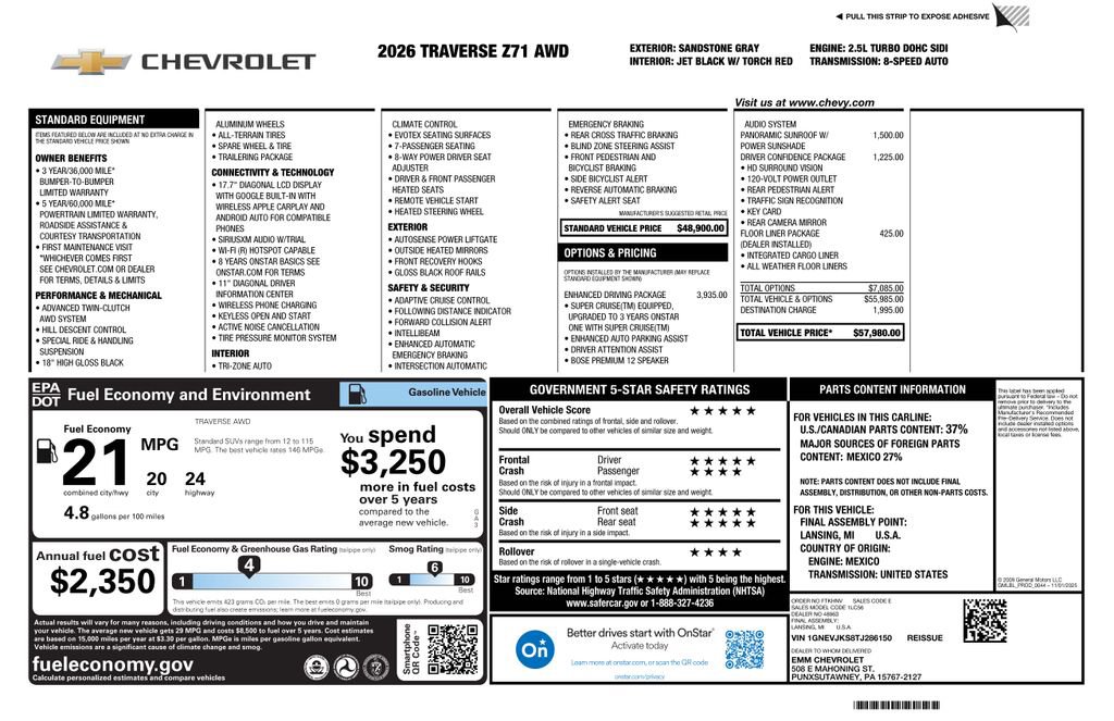 New 2026 Chevrolet Traverse Z71 w/ Enhanced Driving Package image 4